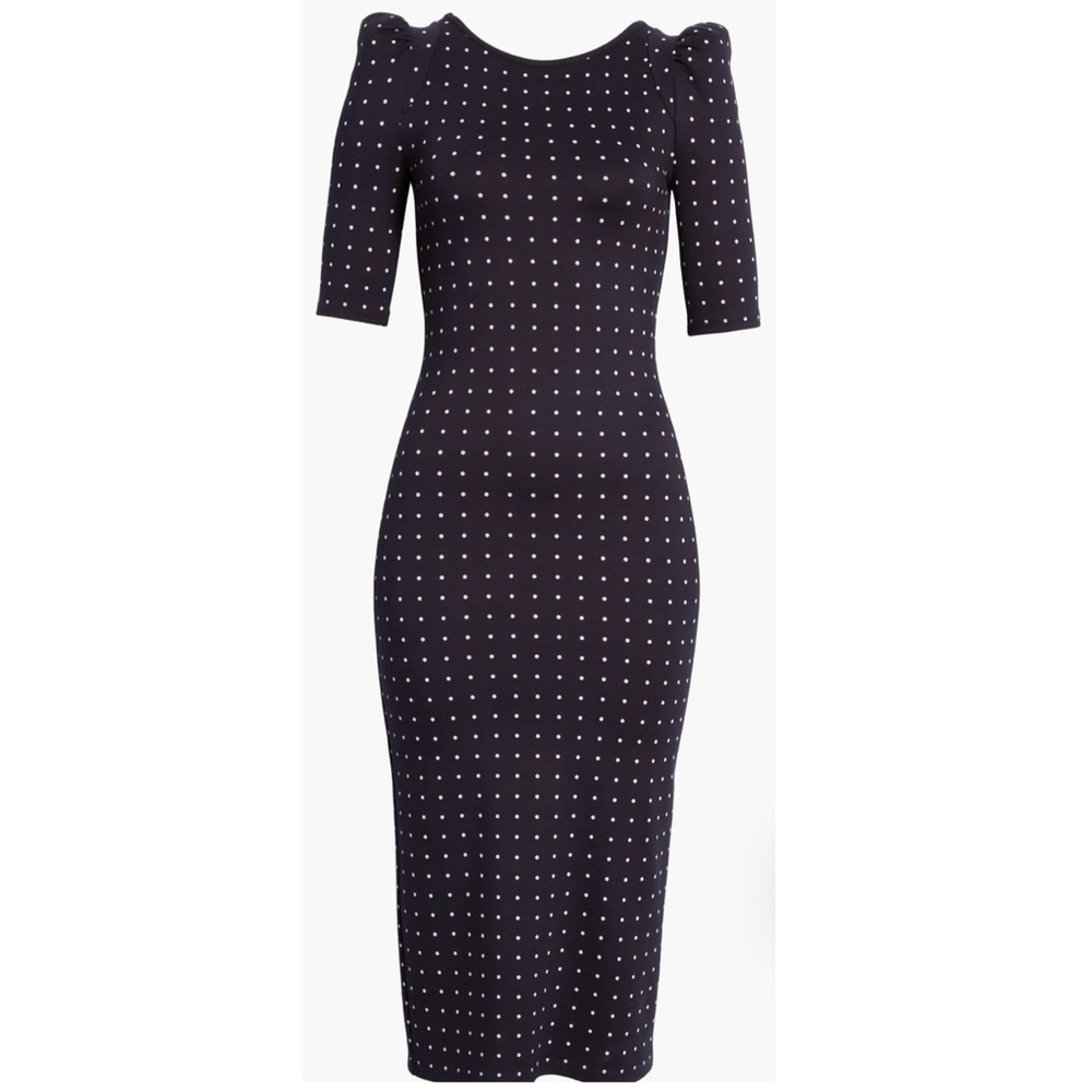 Smythe Navy Midi Dress with White Polka Dots